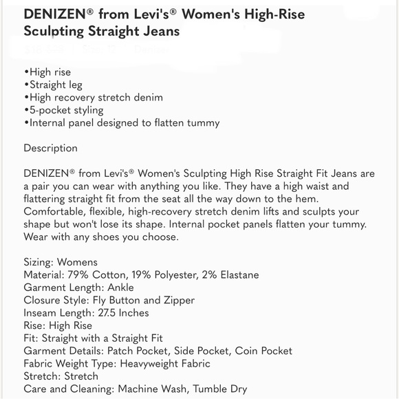 4 8 DENIZEN from Levi's Deconstructed High-Rise Sculpting Straight Jeans Target - Picture 7 of 7